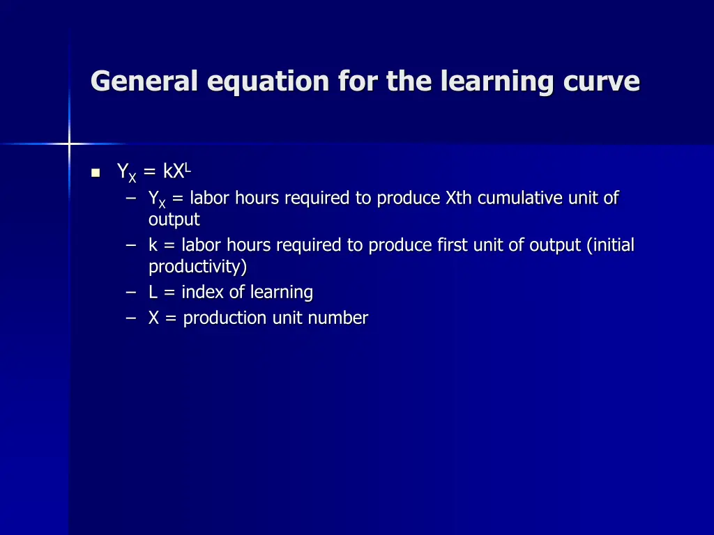 general equation for the learning curve