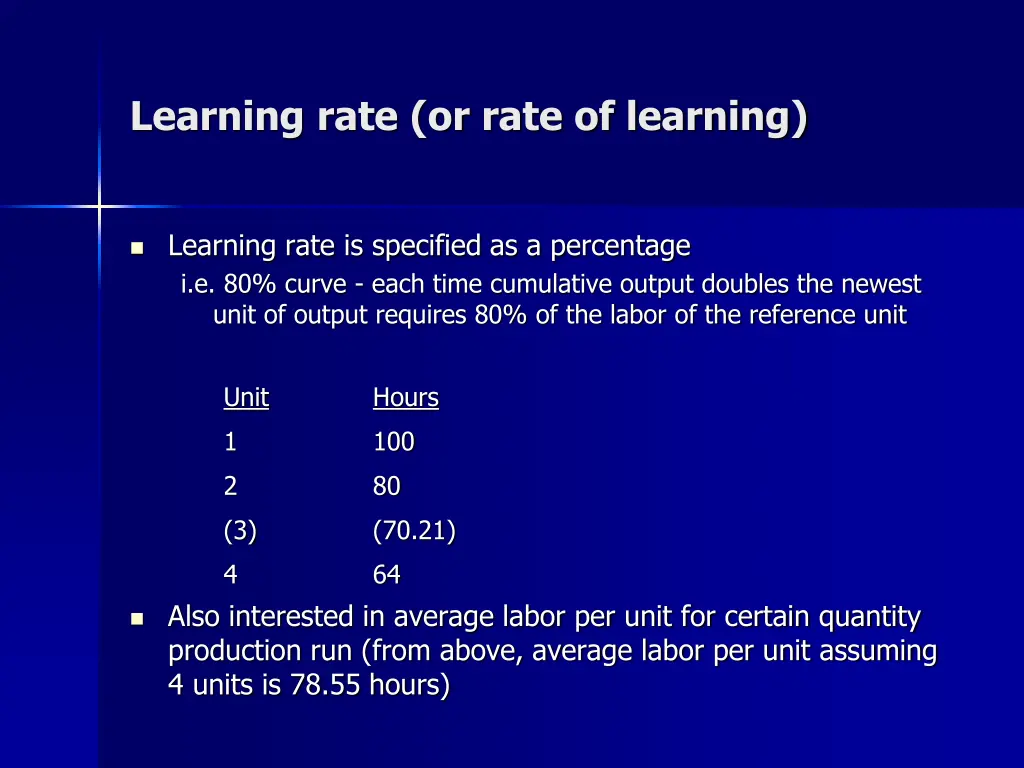 learning rate or rate of learning