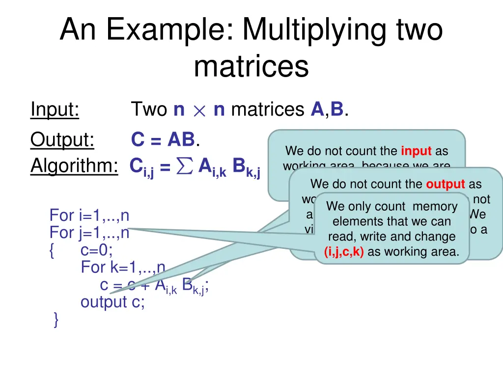 an example multiplying two matrices