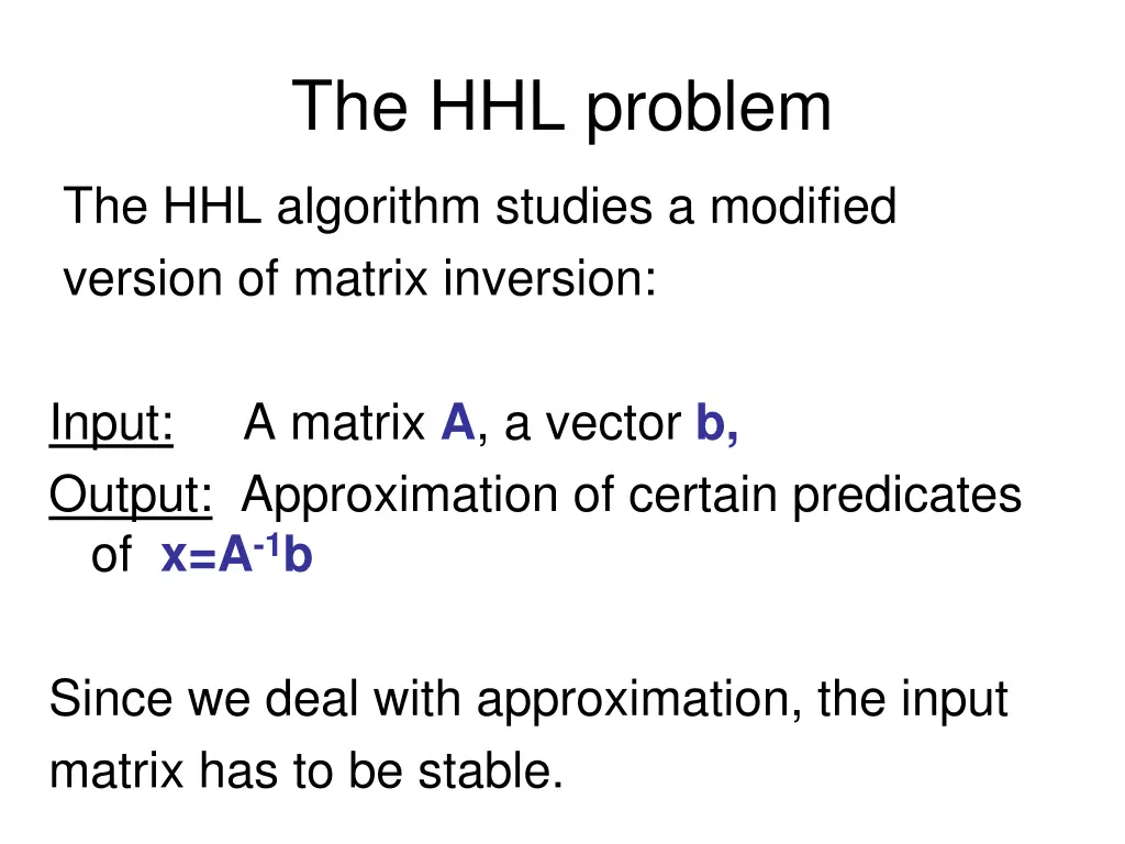 the hhl problem