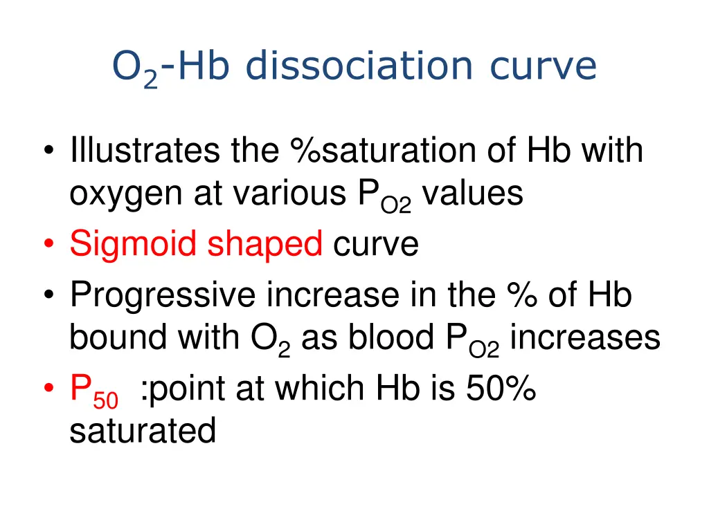 o 2 hb dissociation curve