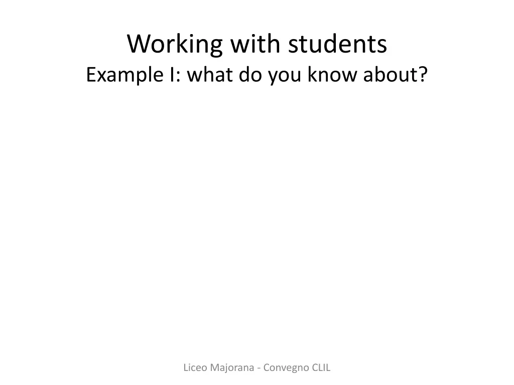 working with students example i what do you know