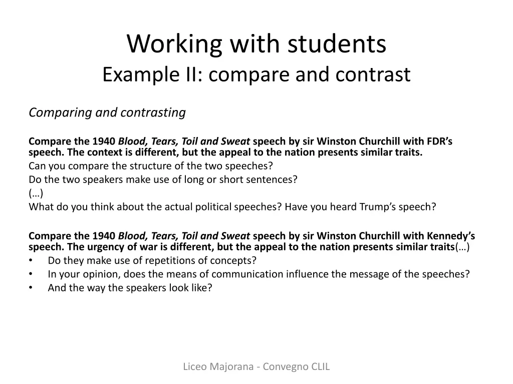 working with students example ii compare