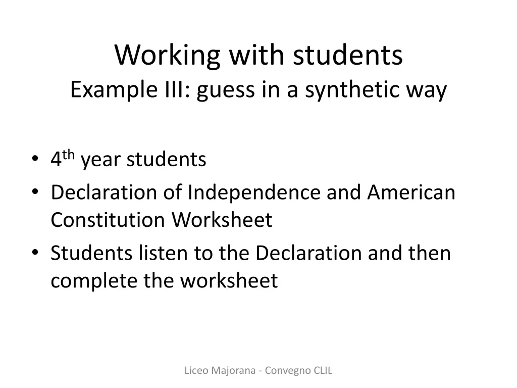 working with students example iii guess