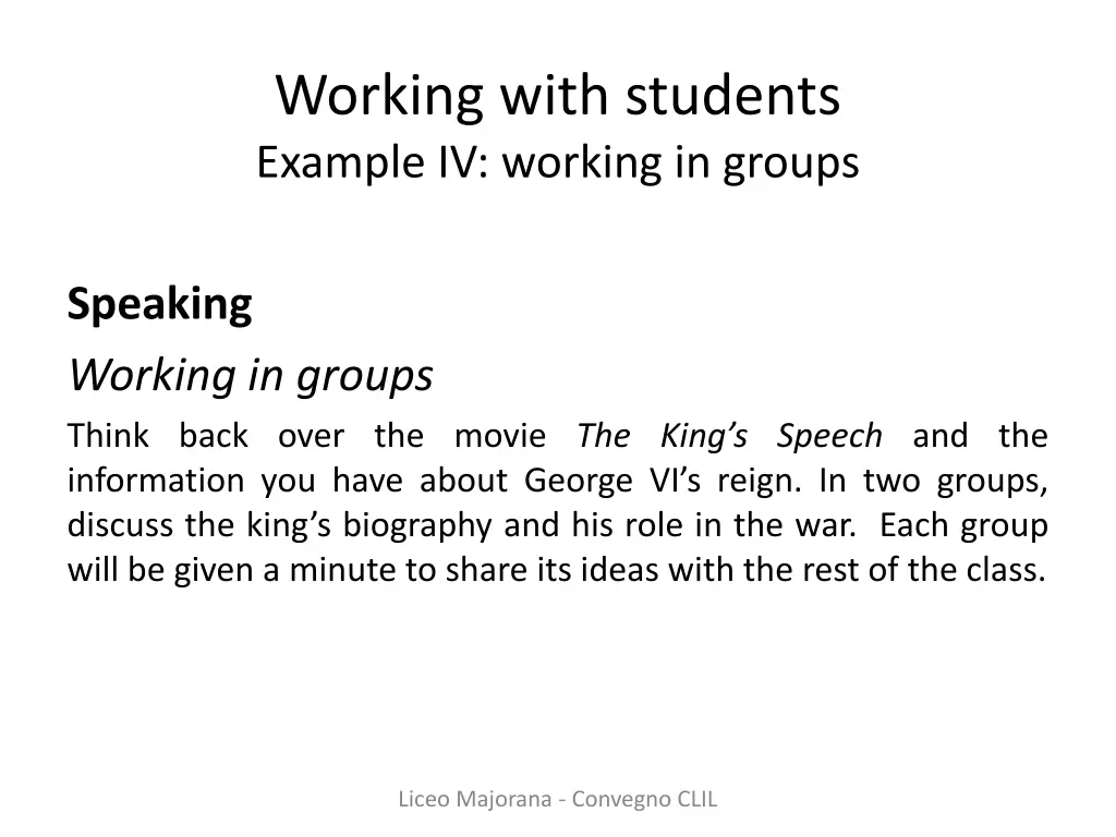 working with students example iv working in groups