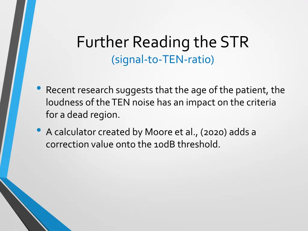 further reading the str signal to ten ratio