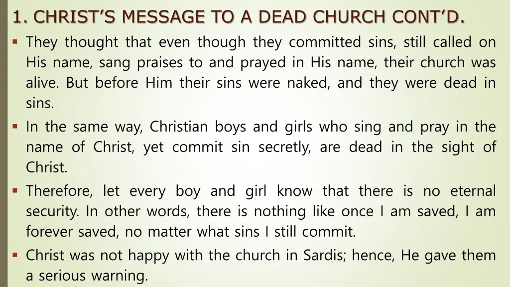 1 christ s message to a dead church cont d 1