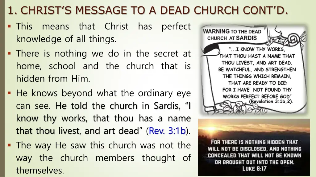 1 christ s message to a dead church cont d