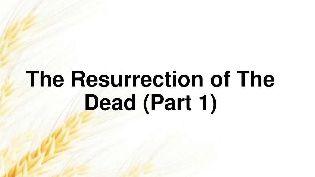 the resurrection of the dead part 1