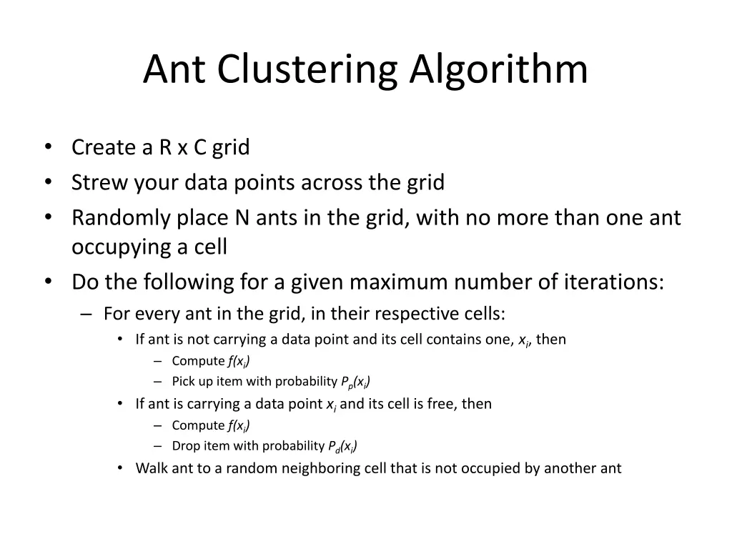 ant clustering algorithm