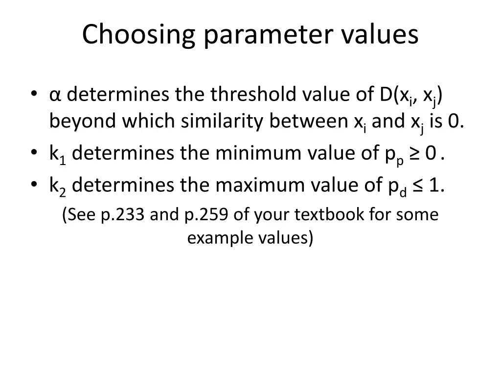 choosing parameter values