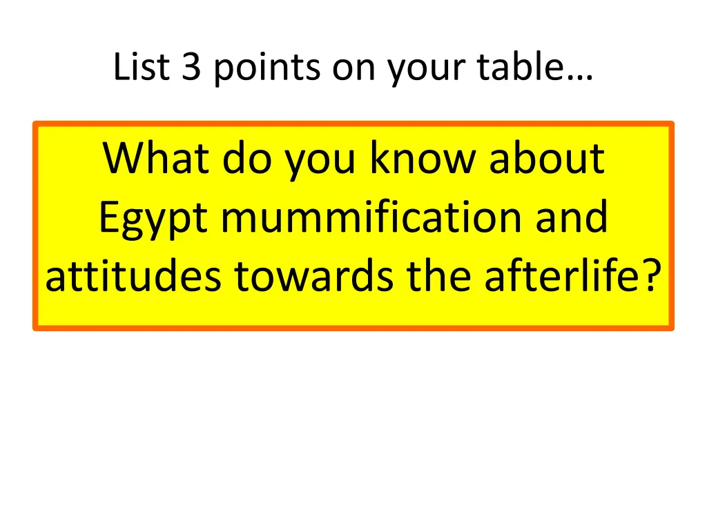 list 3 points on your table