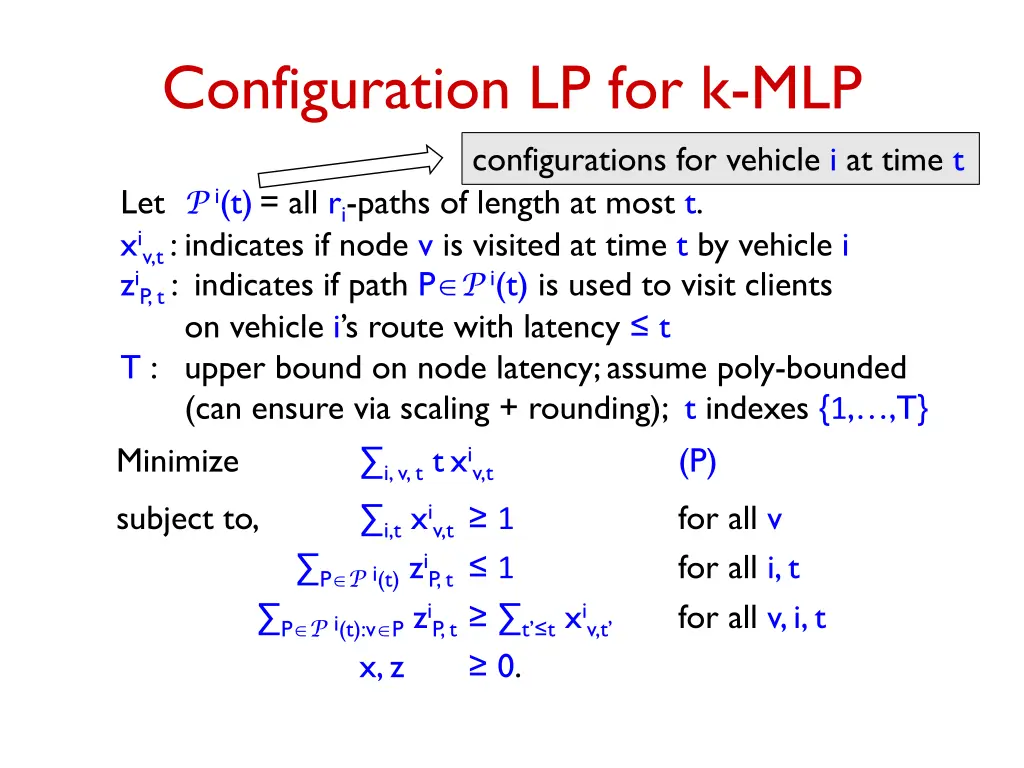 configuration lp for k mlp configurations