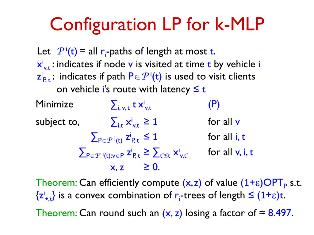 configuration lp for k mlp