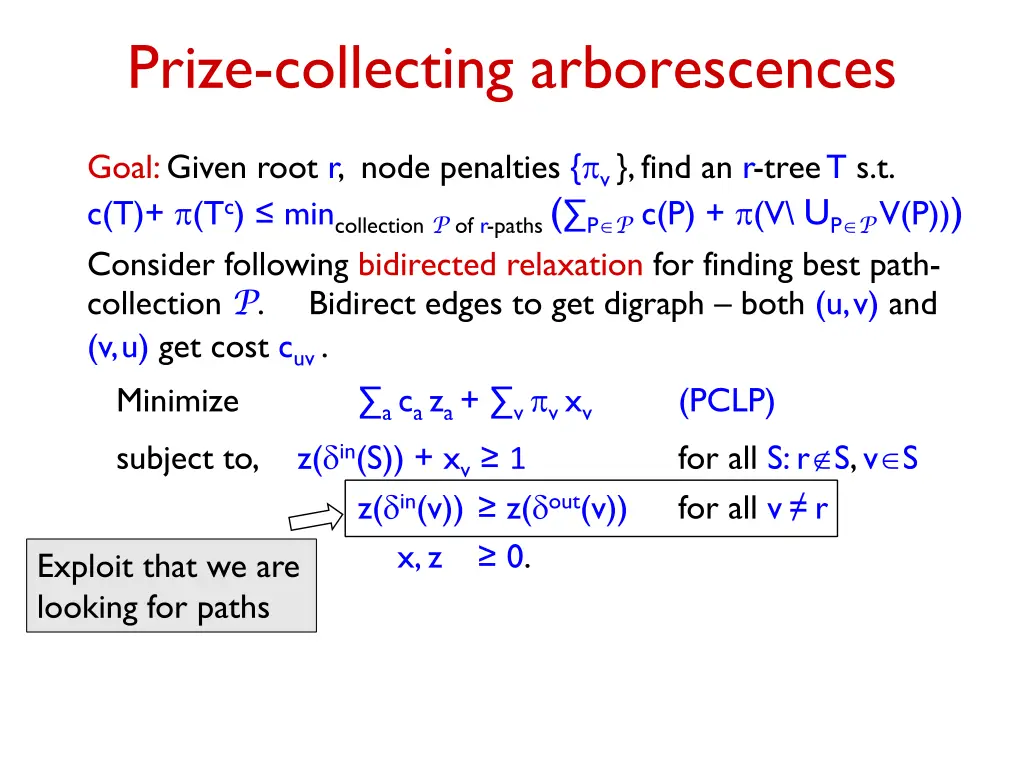 prize collecting arborescences