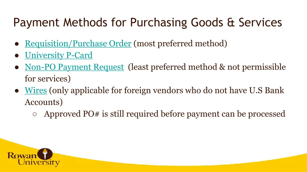 payment methods for purchasing goods services