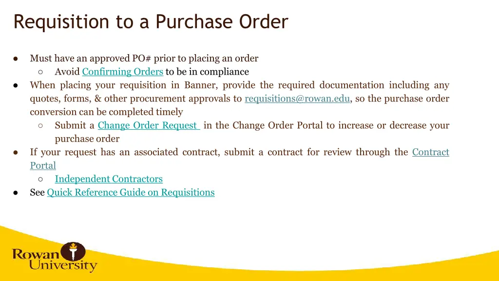 requisition to a purchase order