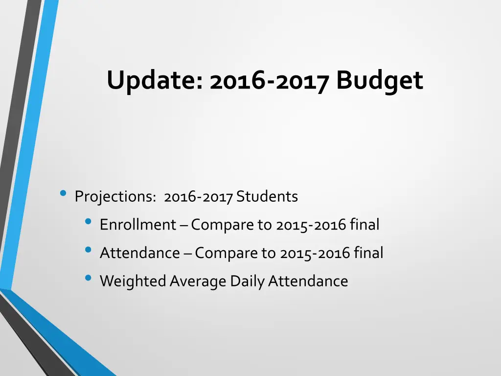 update 2016 2017 budget