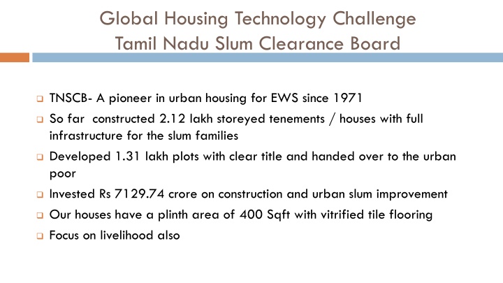 global housing technology challenge tamil nadu