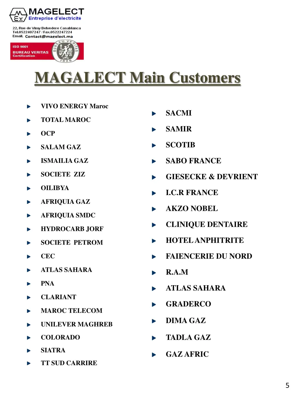 magalect main customers