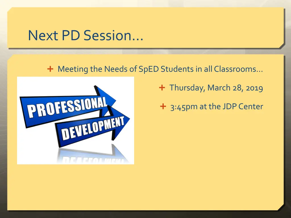 next pd session