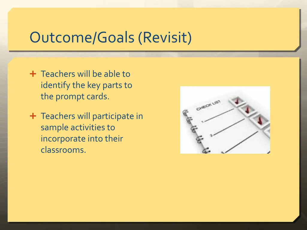 outcome goals revisit