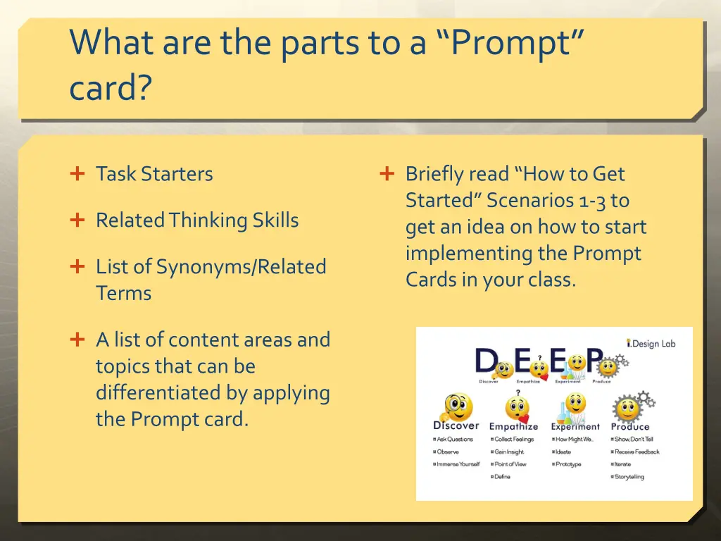 what are the parts to a prompt card