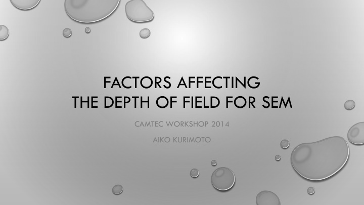 factors affecting the depth of field for sem