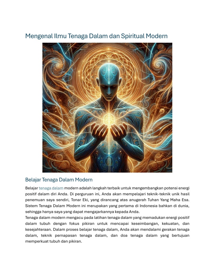 mengenal ilmu tenaga dalam dan spiritual modern