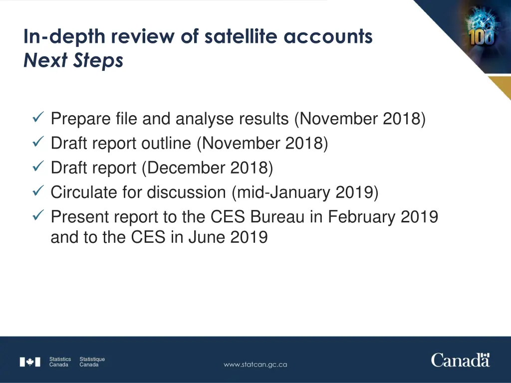 in depth review of satellite accounts next steps