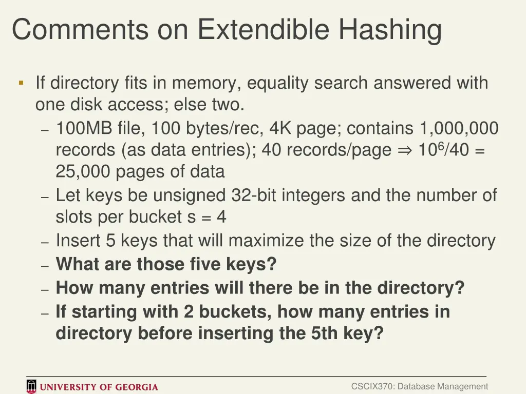 comments on extendible hashing 1