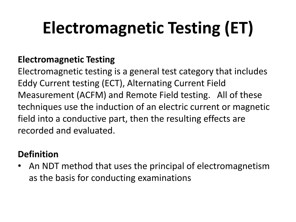 electromagnetic testing et 1