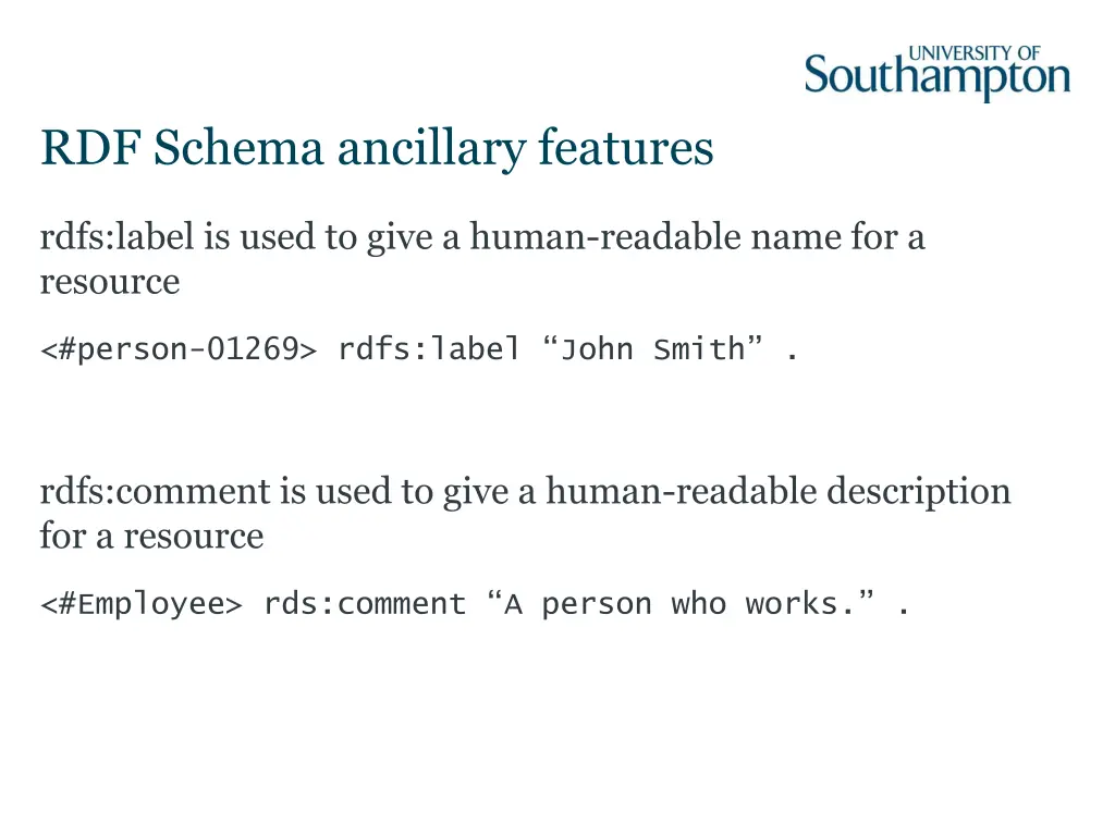 rdf schema ancillary features