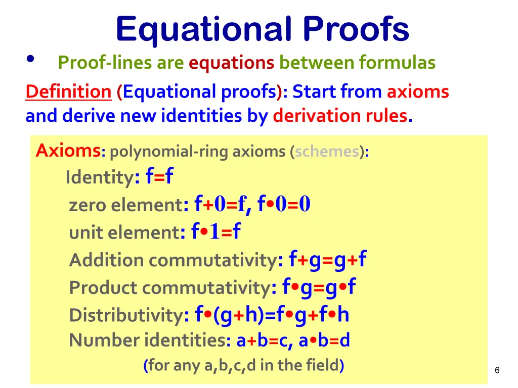 equational proofs proof lines are equations