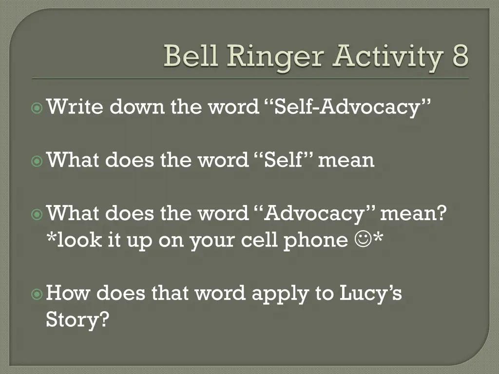 write down the word self advocacy