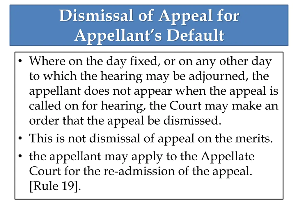 dismissal of appeal for appellant s default