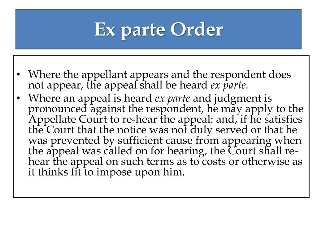 ex parte order