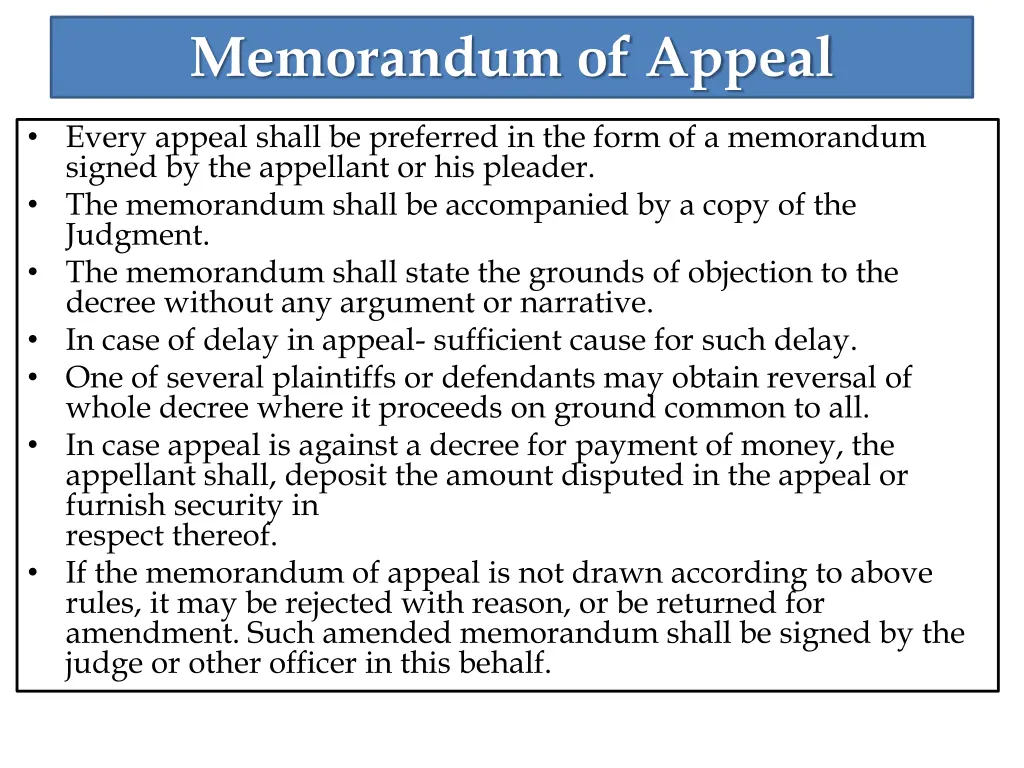 memorandum of appeal