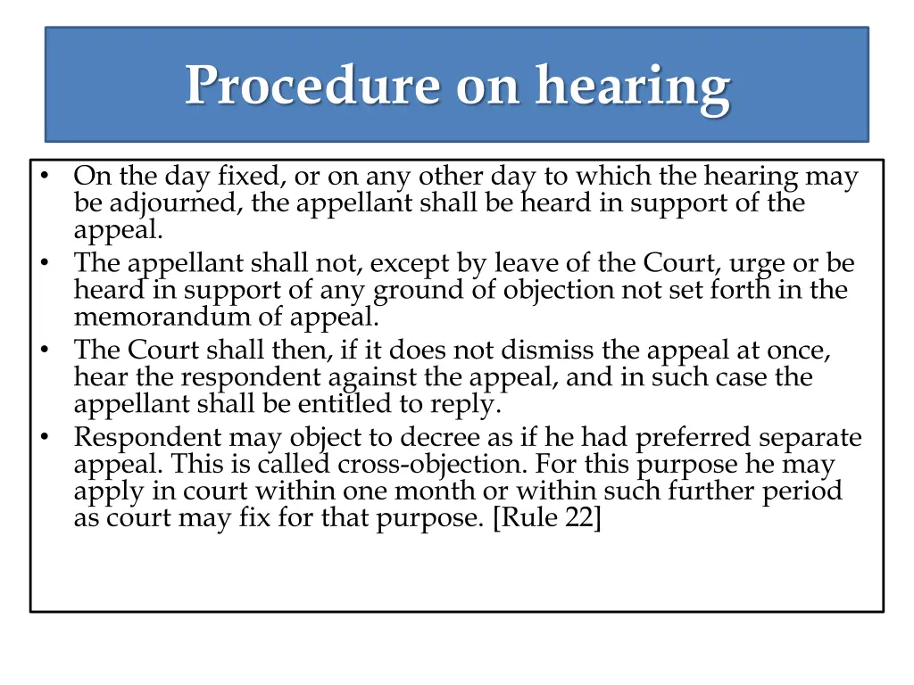 procedure on hearing