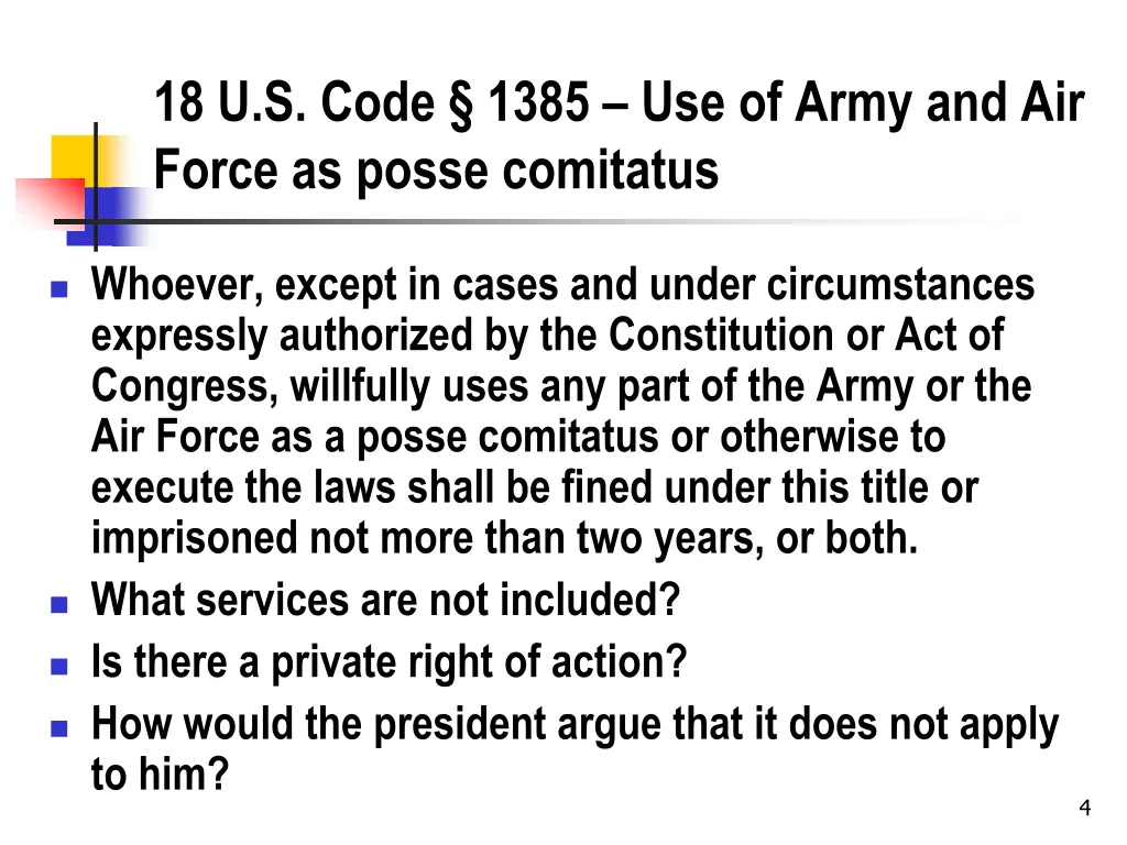 18 u s code 1385 use of army and air force