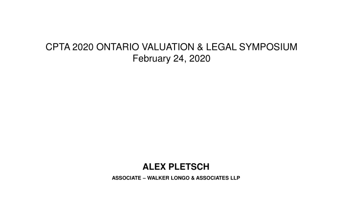 cpta 2020 ontario valuation legal symposium