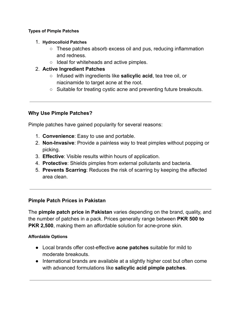 types of pimple patches