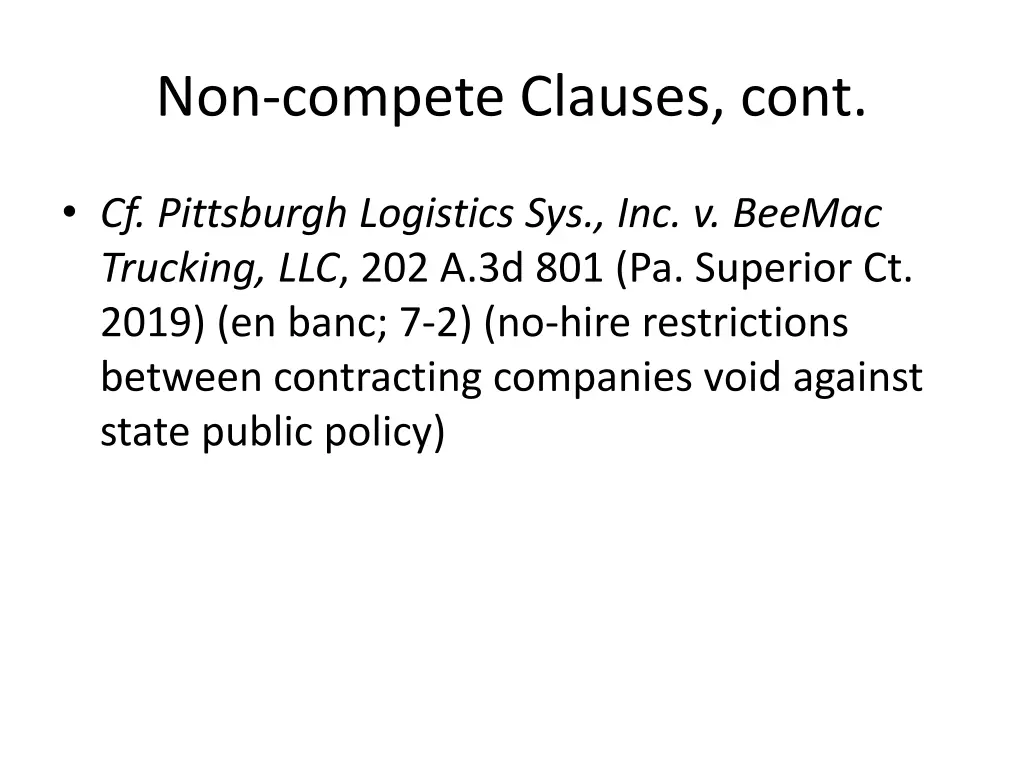 non compete clauses cont