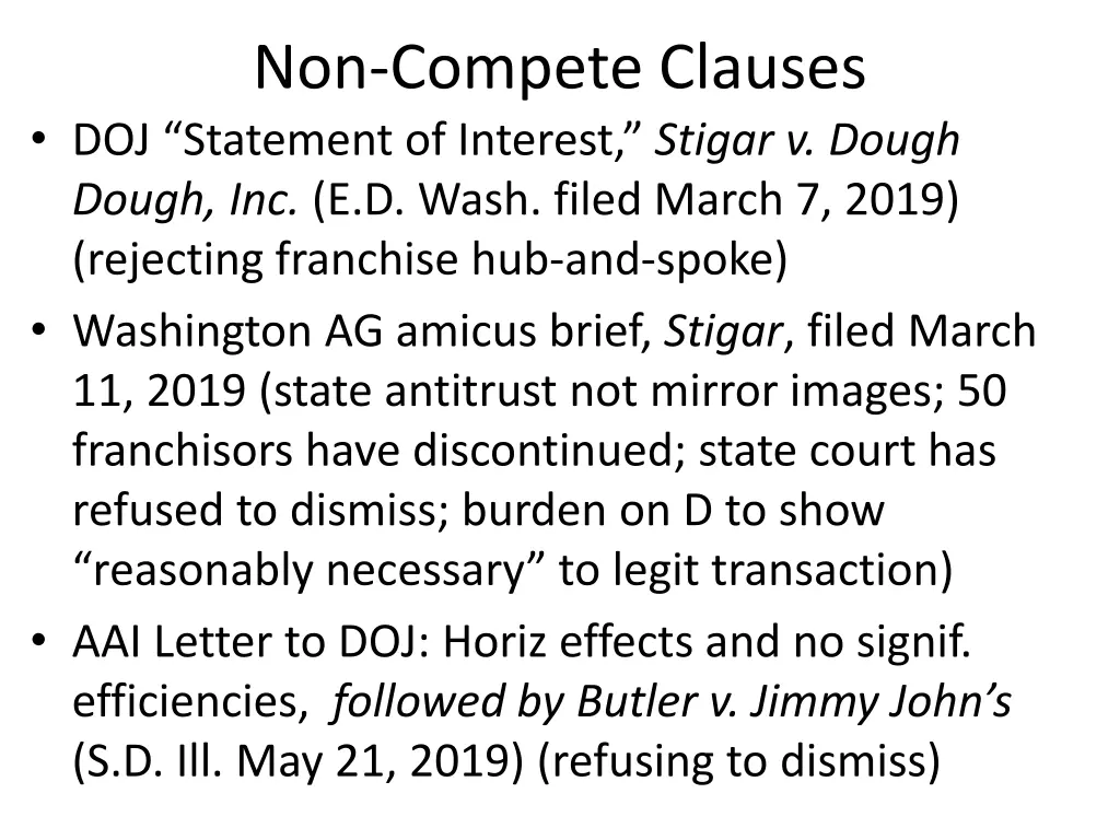 non compete clauses doj statement of interest