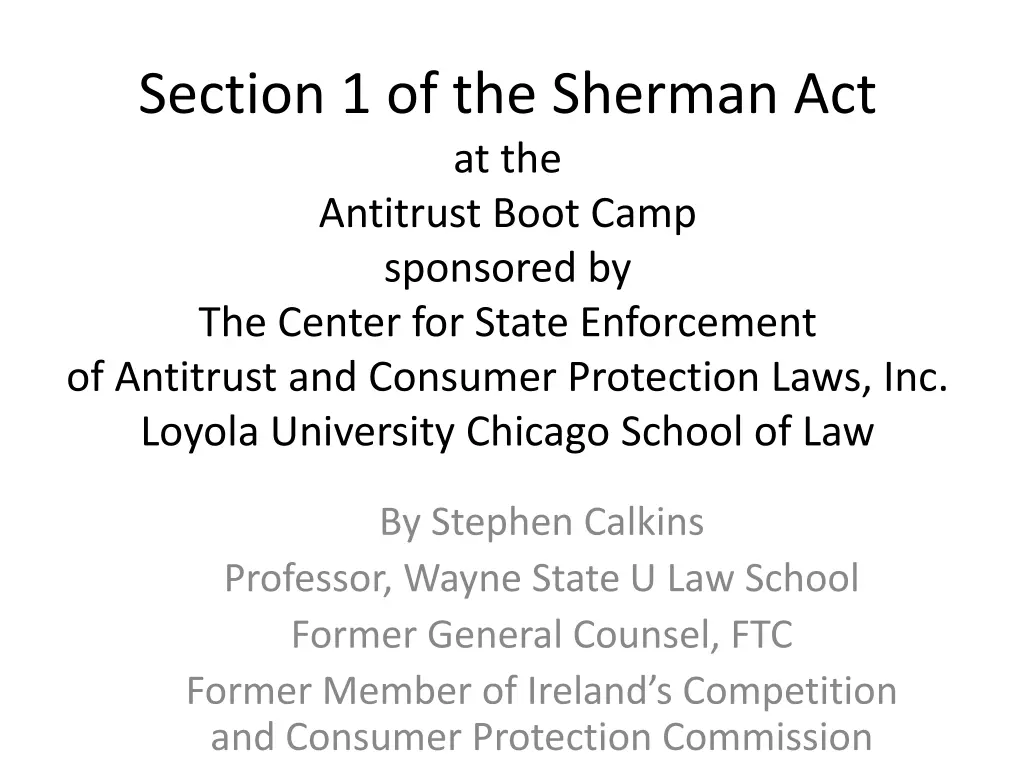 section 1 of the sherman act at the antitrust 1