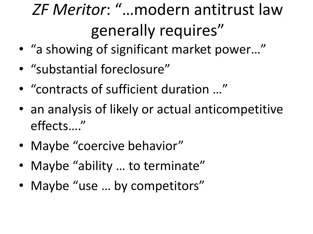 zf meritor modern antitrust law generally