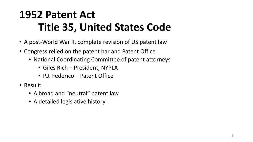 1952 patent act title 35 united states code