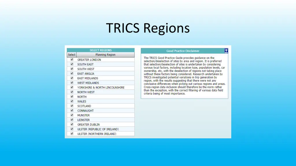 trics regions