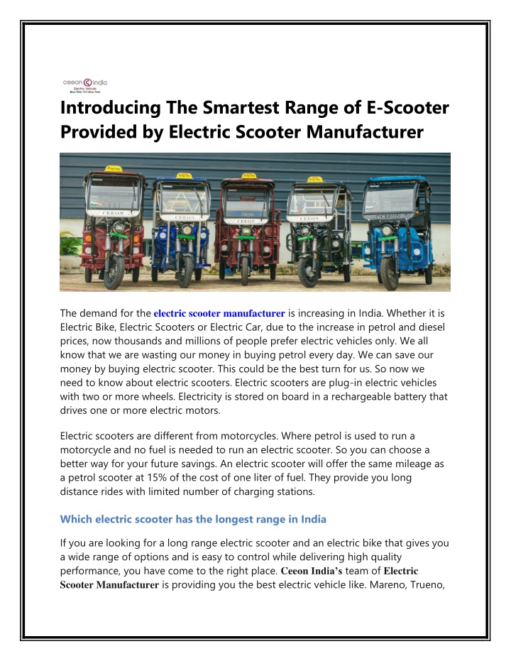 introducing the smartest range of e scooter