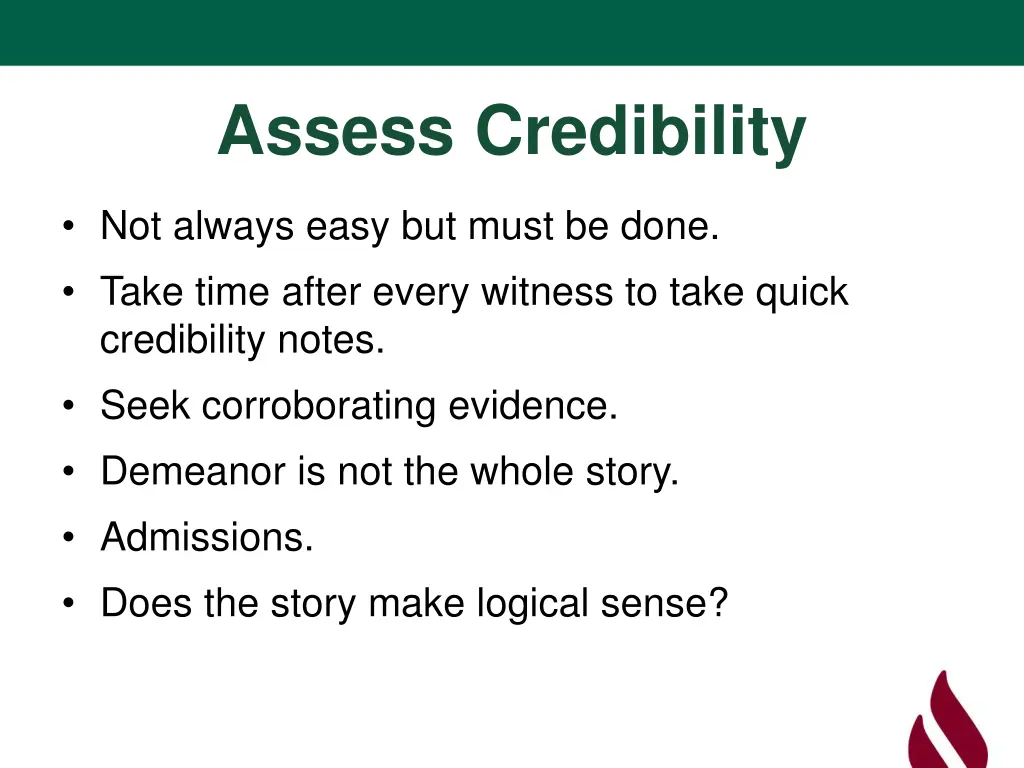 assess credibility